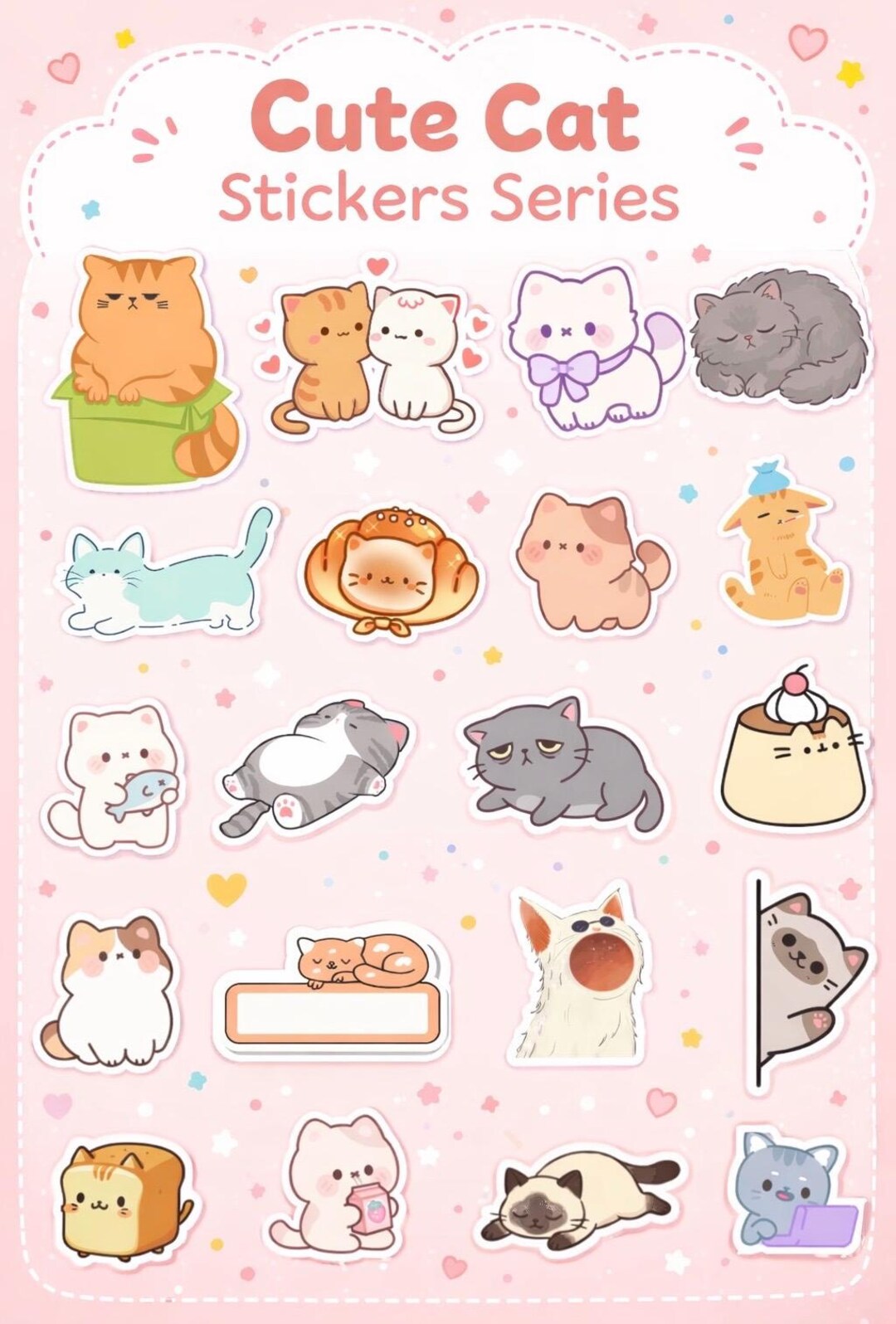 Kawaii Cat Digital Stickers | 20 PNG Planner Stickers (download) - Etsy
