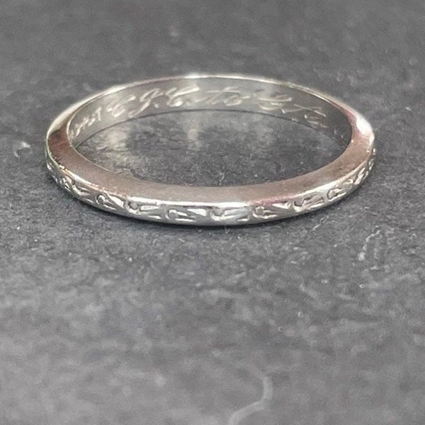 1930s Platinum Eternity ring size 4.10 ~ pinky size or small wedding band ~ signed Countess