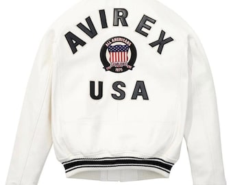 Chaqueta bomber Avirex auténtica para hombre, 100 % piel de cordero, estilo aviador americano