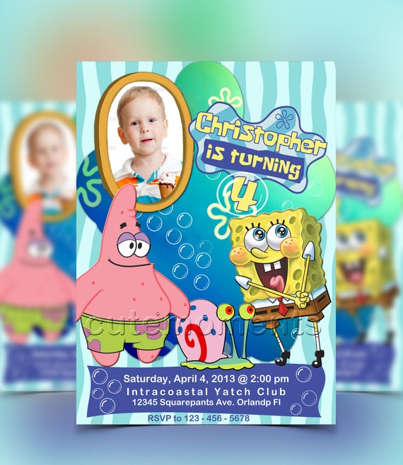 Spongebob Squarepants - Spongebob Invitation - Spongebob Birthday Invitation - Spongebob Personalized Birthday Party Invitation Il_570xn