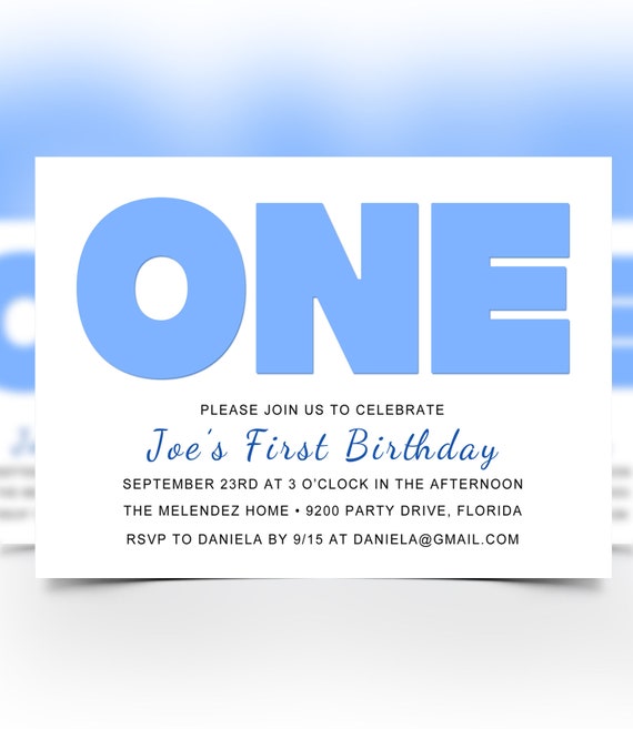 1st Birthday, First Birthday, Modern Birthday Party, Boy, Girl - Personalized Digital Invitation Il_570xn