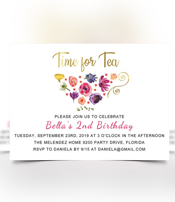 Tea Time, Tea Party Birthday, Boho Tea, Vintage Tea Party, Teen Chic Party- Personalized Digital Invitation Il_570xn