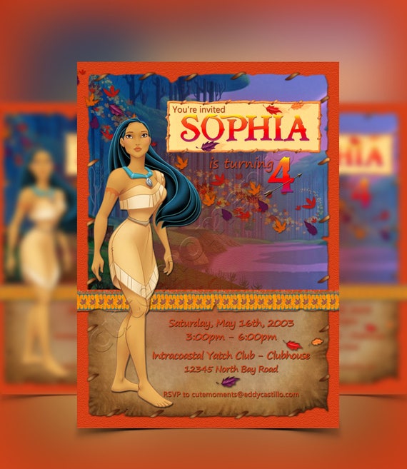 Pocahontas, Princess Pocahontas, Epic, Disney Princess Birthday, Pocahontas Birthday Invitation, Pocahontas Invitation - Personalized Il_570xn