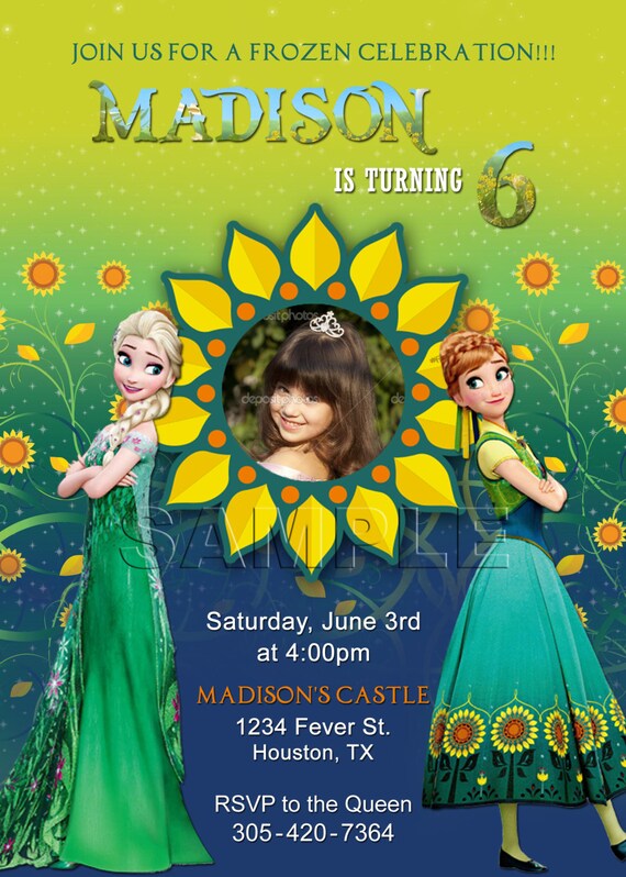 Disney Frozen Invitation - Frozen Fever Invitation, Frozen Summer Invitation, Disney Frozen Birthday , Frozen Fever Invite, Elsa, Ana & Olaf Il_570xn