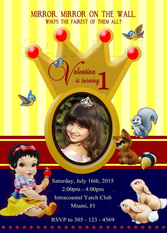 Disney Baby Princess Snow White - Personalized Digital Invitation - Snow White Il_570xn