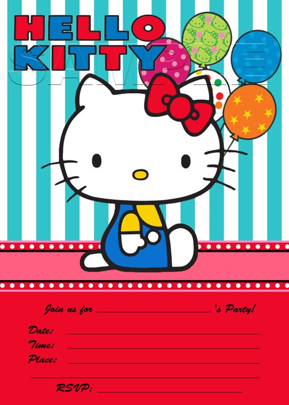 Hello Kitty - INSTANT DOWNLOAD - Birthday Invitation Il_570xn