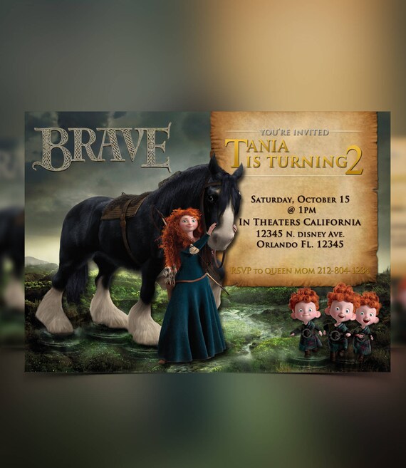Disney Brave Merida, Princess Merida, Merida Birthday Invitation, Princess Birthday, Merida - Personalized Il_570xn
