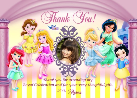 Disney Toddler Princess - Personalized Thank You Card - Aurora, Snow White, Cinderella, Ariel, Belle, Jasmine Il_570xn