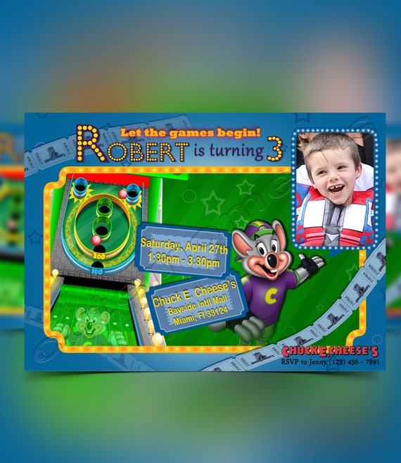 Chuck E Cheese's - Personalized Birthday Party Invitation Il_570xn