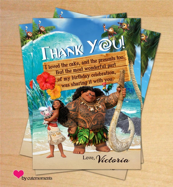 Moana, Moana Birthday, Disney Moana Party, Moana Epic Birthday - Personalized Digital Thank You Card Il_570xn