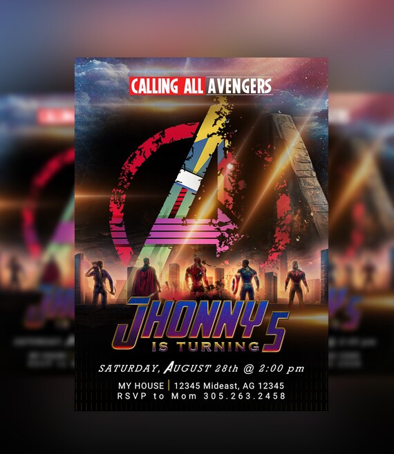 Avengers Endgame Invitation, Avengers Birthday Party, Superhero Birthday Invitation, Avengers Birthday, Superhero Party, Avengers Il_570xn
