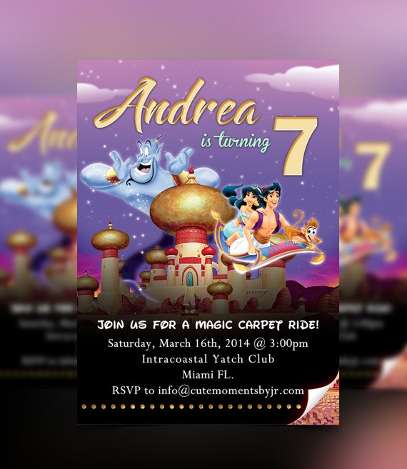 Disney Aladdin Jasmine Invitation, Aladdin Party, Aladdin Invitation, Princess Jasmine Invitation, Princess Jasmine Birthday, Arabian Nights Il_570xn