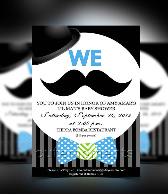 mustache baby shower invitations