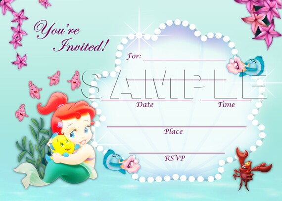The Little Mermaid Invitation Instant Download Disney Baby