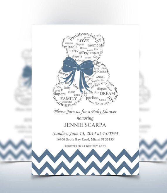 bear boy baby shower invitations