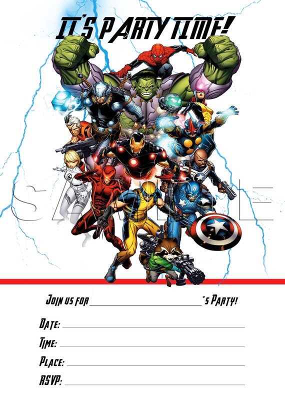 Avengers Invitation - INSTANT DOWNLOAD - Thor - Iron Man - Captain America - Hulk - Spiderman Il_570xn