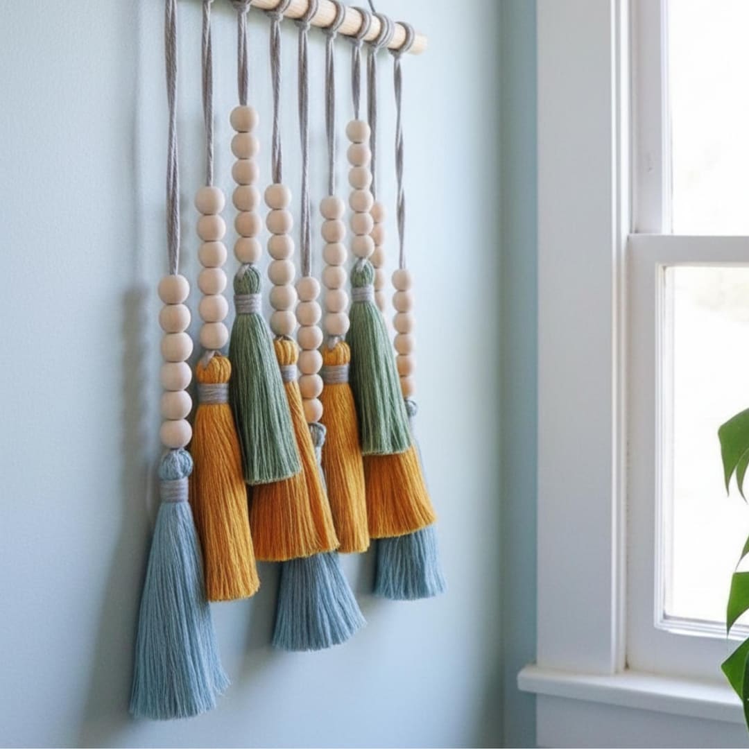 Boho Macrame Wall Hanging With Tassels and Wooden Beads - Etsy