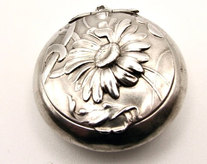 Art Nouveau French Powder Compact or Pendant Antique Silver Locket ...