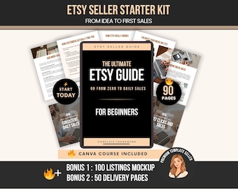 Etsy Starter kit for Beginners, How to Start an Etsy Shop, Etsy SEO Guide, How to Sell on Etsy, Digital Products,Seller guidebook