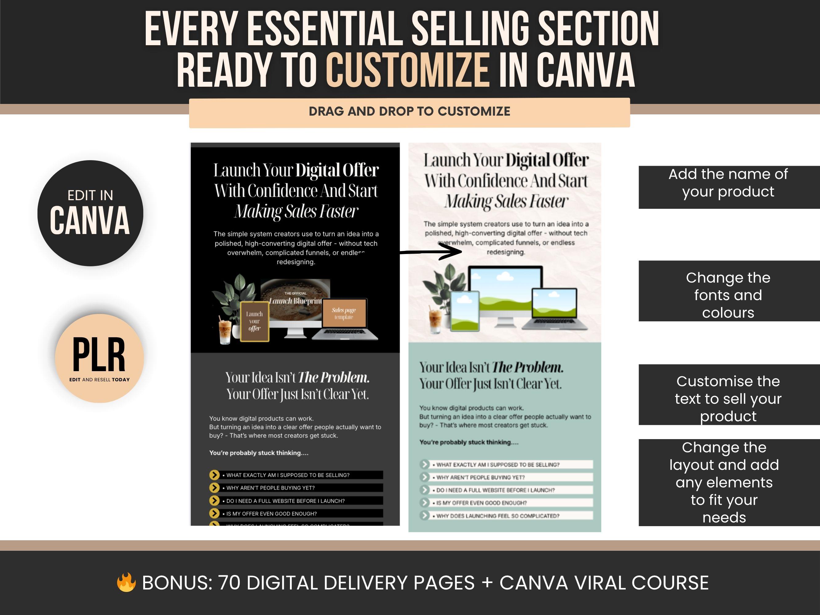 Canva Sales Page Template PLR for Stan Store & Beacons, Editable PNG ...