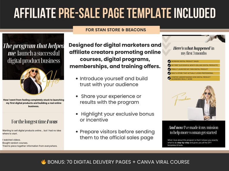 Canva Sales Page Template PLR for Stan Store & Beacons, Editable PNG ...