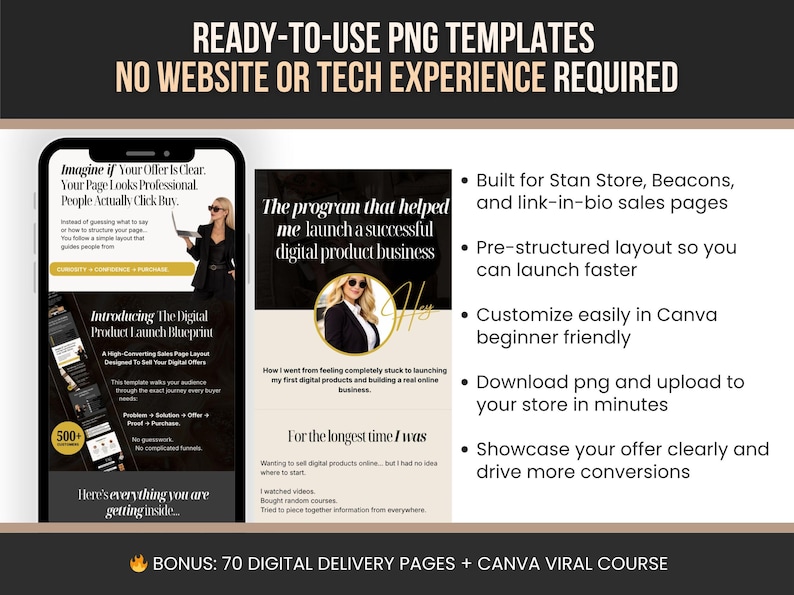 Canva Sales Page Template PLR for Stan Store & Beacons, Editable PNG ...