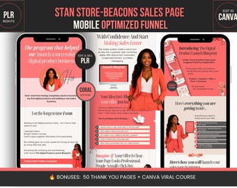 Stan Store & Beacons Sales Page Template PLR | Mobile Optimized Funnel Canva | Digital Product Landing Page | PLR Rights