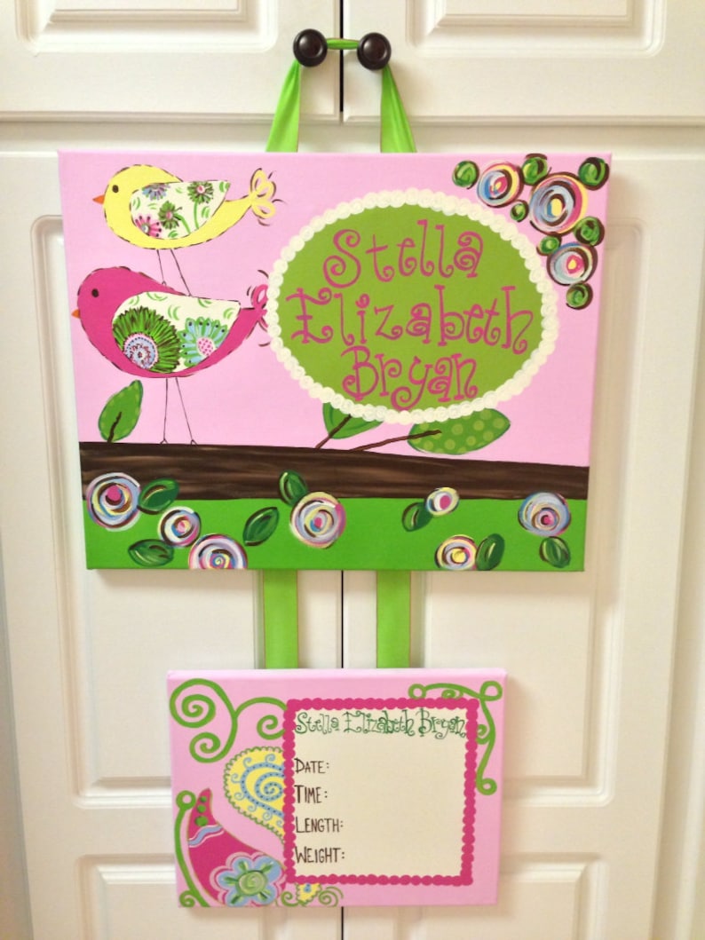 Custom Hospital Birth Announcement Door Hanger Etsy