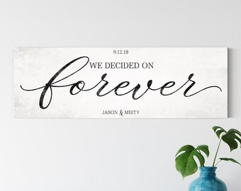 Personalized We Decided On Forever Canvas Sign, Wedding Anniversary Gift