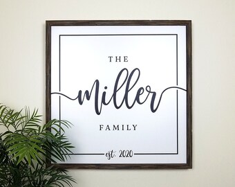 Farmhouse Family Name Sign, Personalized Last Name Sign, Personalized Wedding Anniversary Gift, Wood Established Sign