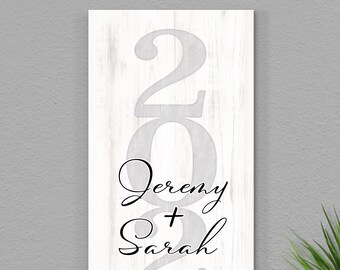 Personalized Wood Family Name Sign, Personalized Wedding Anniversary Gift,  Established Farmhouse Sign, Newlywed Name Sign