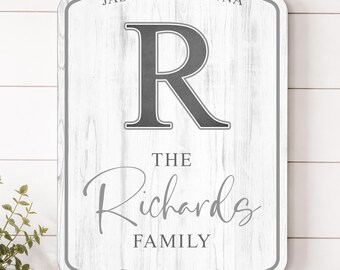 Personalized Wood Family Established Sign, Personalized Family Name Sign, Wood Last Name Plaque with Established Date & Monogram