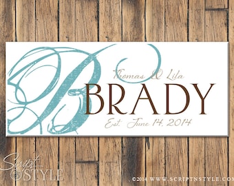 Custom Personalized Wood Family Established Sign Includes Last Name, First Names, & Wedding Date