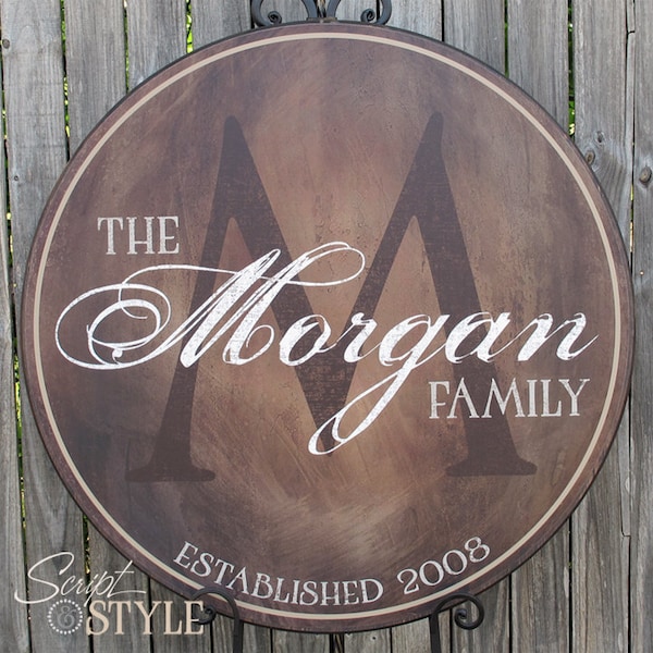 Personalized Family Name Sign, Established Family Sign, Last Name Sign with Established Date & Monogram, Wedding Sign, 4 sizes