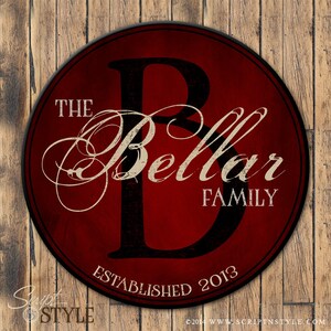 Personalized Family Established Sign, Personalized Family Name Sign, Last Name Sign, Wall Art with Established Date & Monogram, 4 Sizes image 3