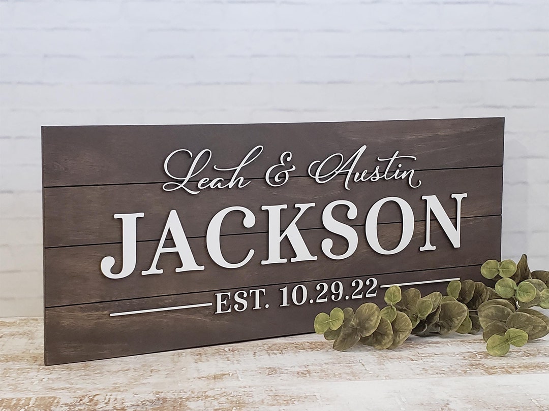 Personalized Wood Family Name Sign | Established Wood Sign | 3D Last ...