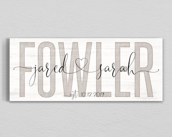 Wood Personalized Family Name Sign, Family Established Sign, Personalized Wedding Anniversary Gift