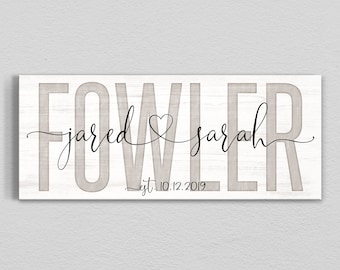 Wood Personalized Family Name Sign, Family Established Sign, Personalized Wedding Anniversary Gift