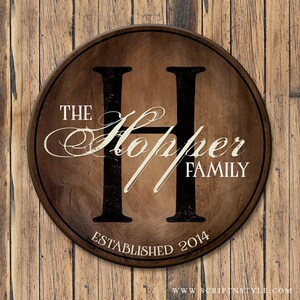 Personalized Family Name Sign, Last Name Sign, Wall Art with Established Date & Monogram, 4 sizes image 2