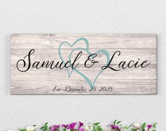 Personalized Wood Family Name Sign, Newlywed Gift, Wedding Anniversary Gift,  Personalized Farmhouse Sign, Couples Name Sign