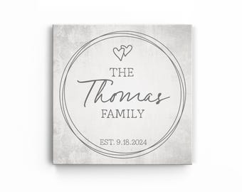 Personalized Family Name Canvas Sign | Personalized Wedding Sign | Wedding Anniversary Gift | Established Sign | Last Name Sign
