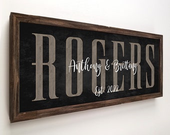 Personalized  Wood Farmhouse Family Name Sign, Mothers Day Gift, Personalized Wedding Anniversary Gift, Last Name Sign, Established Sign