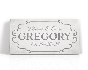 Personalized Family Name Sign, Family Established Canvas Sign, Last Name Sign, Personalized Canvas Wedding  Or Anniversary Gift