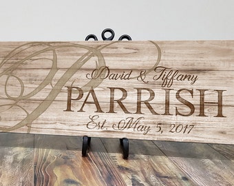 Wooden Family Established Sign, Personalized Wood Family Name Sign, Last Name Sign, Personalized Wedding Anniversary Gift