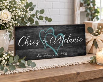 Personalized Wood Family Name Sign | Newlywed Gift | Wedding Anniversary Gift | Last Name Sign | Couples Name Sign
