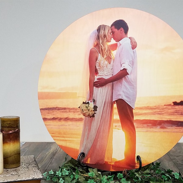 Print Your Photograph On Wood, Wood Photo Print, Picture Printed On Wood, Round 4 Sizes