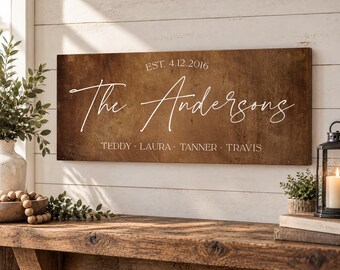 Personalized Family Name Wood Sign | Custom Last Name Sign | Established Family Wall Decor | Mother's Day Gift | Wedding Anniversary Gift