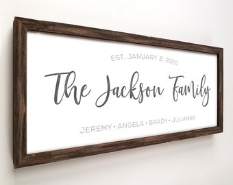 Personalized Farmhouse Family Name Sign, Wood Couples Name Sign, Personalized Wedding Gift, Rustic Last Name Sign, Established Sign