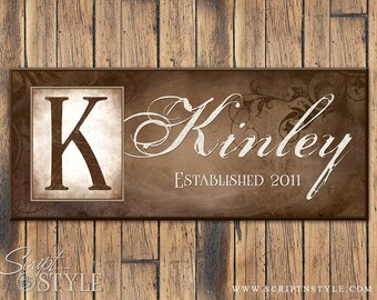 Personalized Last Name Sign, Family Established Sign, Family Name Sign with Monogram & Established Date