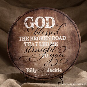 Personalized Wood Established Sign, Family Established Sign, Couples Name Sign, God Blessed The Broken Road